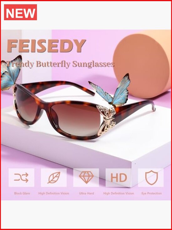 Polarized Y2K Wrap Around Butterfly Sunglasses UV400 Protection main image 4